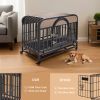 37in Heavy Duty Dog Crate, Furniture Style Dog Crate with Removable Trays and Wheels for High Anxiety Dogs