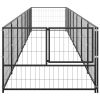 Dog Kennel Black 75.3 ft² Steel