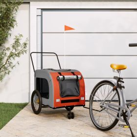 Pet Bike Trailer Orange and Gray Oxford Fabric and Iron (Color: Orange)