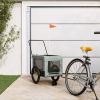 Pet Bike Trailer Gray and Black Oxford Fabric and Iron