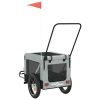 Pet Bike Trailer Gray and Black Oxford Fabric and Iron